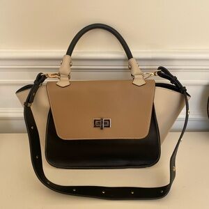 Leather Italian Anna Cecere Two-Tone Leather Handbag
